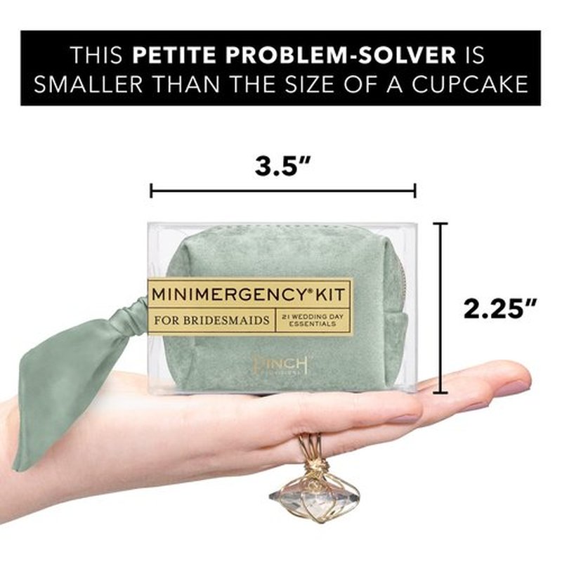 Pinch Provisions Velvet Sage Minimergency Kit for Bridesmaids, Includes 21 Emergency Wedding Day Must-Have Essentials, Perfect Bridal Shower and Bridesmaids Proposal Gift