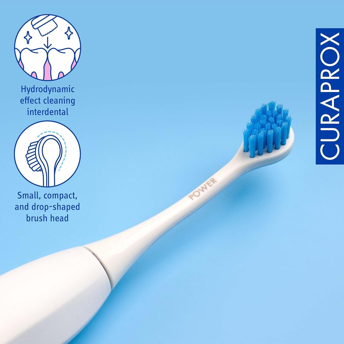 Curaprox Hydrosonic Brush Heads Power Duo – for Healthy Gums, Braces & Implants | Gentle Yet Powerful Sonic Cleaning | 2-Pack | Compatible with All Curaprox Sonic Models | Swiss Made