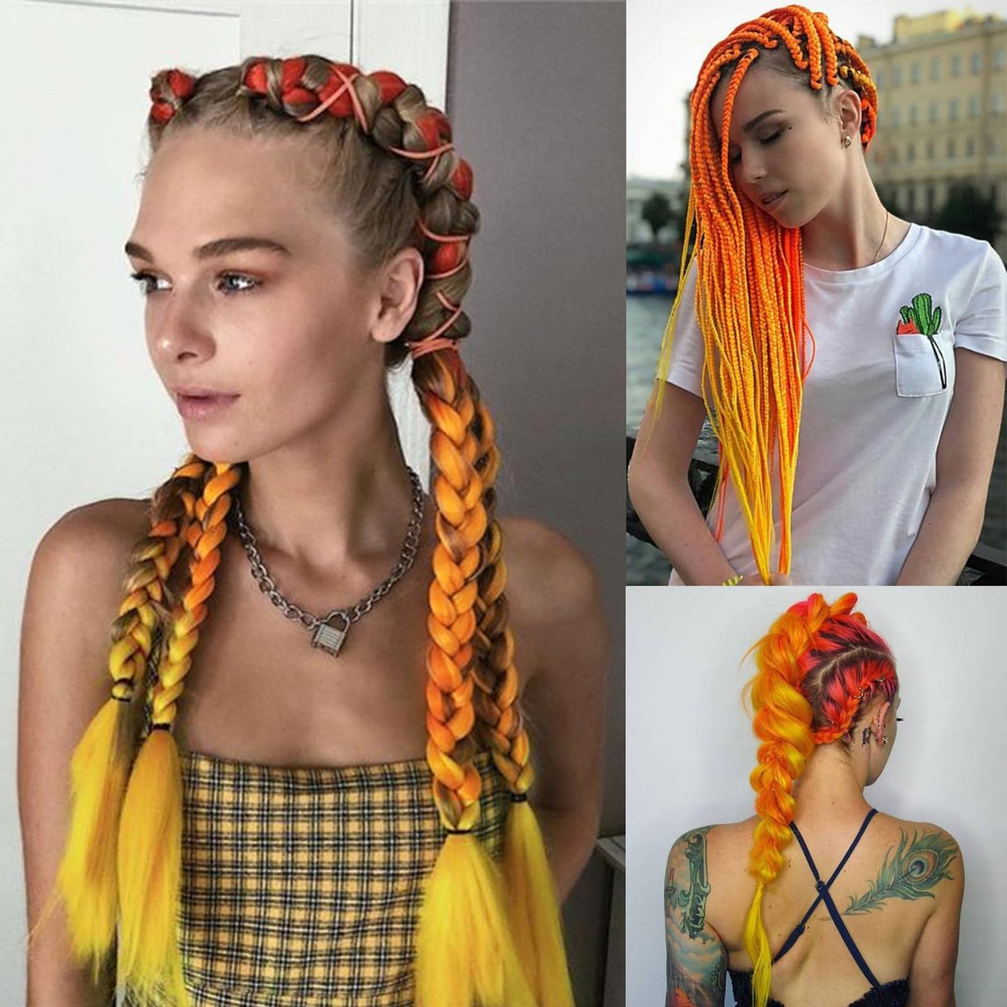 Rainbow Color Pre stretched Braiding Hair 2 Packs Pre feathered Braid Hair Extensions 30 Inches Hair Braids