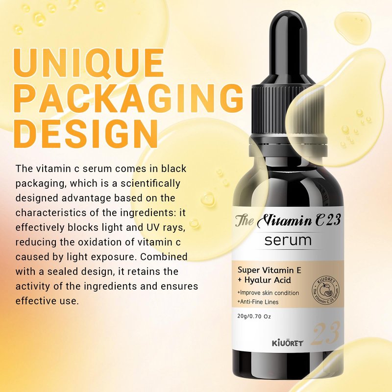23% Vitamin C Serum - Vitamin E & Hyaluronic Acid Blend - Hydrating & Skin-Improving Formula, Reduces Wrinkles/Fine Lines, Evens Skin Tone - Gentle for All Skin Types, Promotes Smooth, Radiant Skin