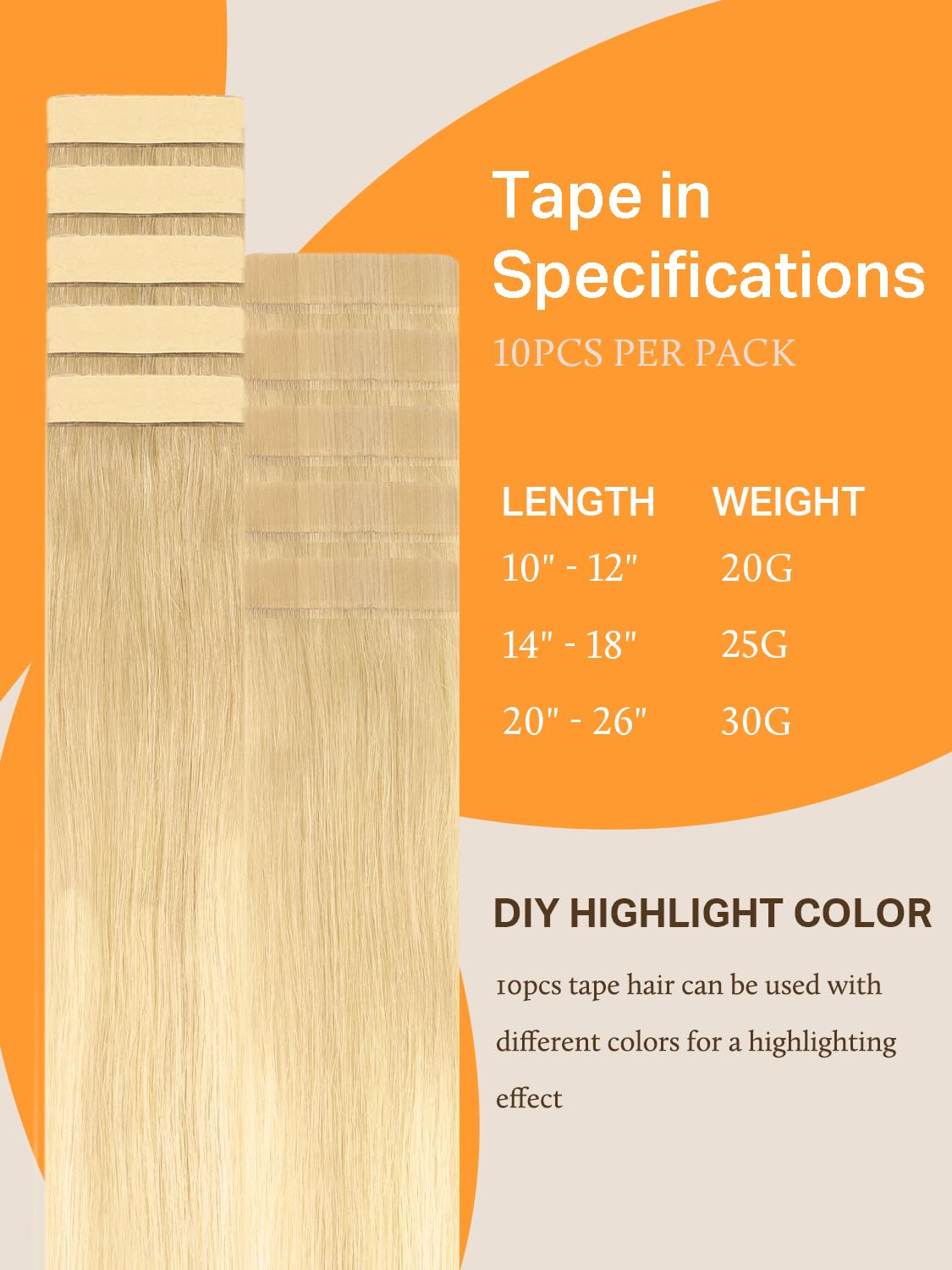 DOORES Tape in Hair Extensions, Drity Blonde Mixed Platinum Blonde 10pcs 25g 14 Inch, Human Hair Extensions Tape in Natural Hair Invisible Tape in Hair Extensions