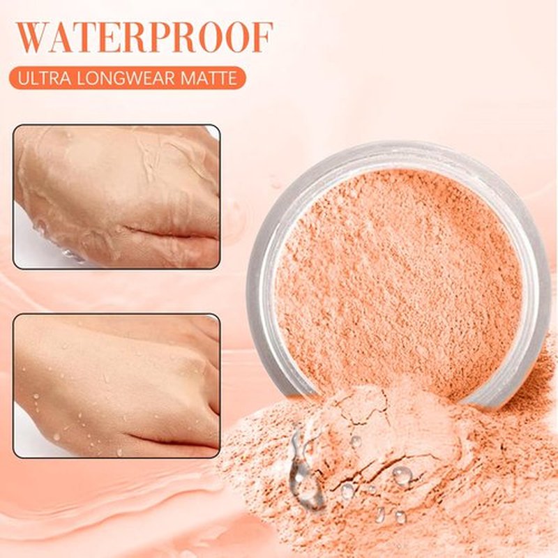 Beauty Blurring Powder,Beauty Setting Powder,Beauty Pink Setting Powder with Powder Puff Brush,Waterproof Setting Powder For All Skin Tones(Orange, 1 Set)