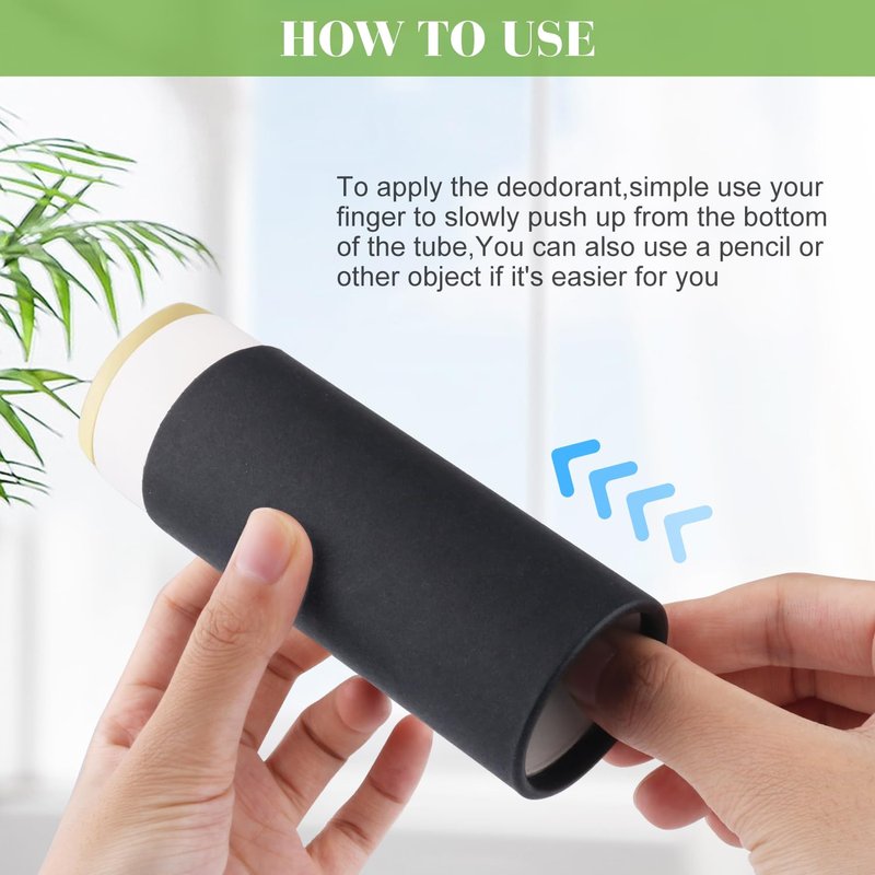 Furnido 10 Pcs 2 oz Cardboard Deodorant Containers,Push-Up Style,Top-Fill,Empty Kraft Paperboard Tubes Lip Balm Containers,Compostable Round Body Lotion Sticks Tube DIY Homemade Lip Balm Holder,Black