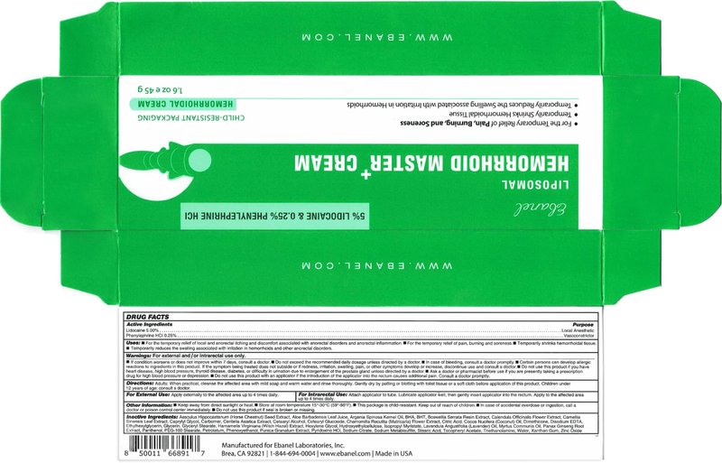 Ebanel 5% Lidocaine Hemorrhoid Treatment Cream with Witch Hazel, Phenylephrine, Horse Chestnut, Vitamin B6, Zinc Oxide, External and Internal Hemorrhoids Treatment Burn Itch Pain Relief Anal Cream