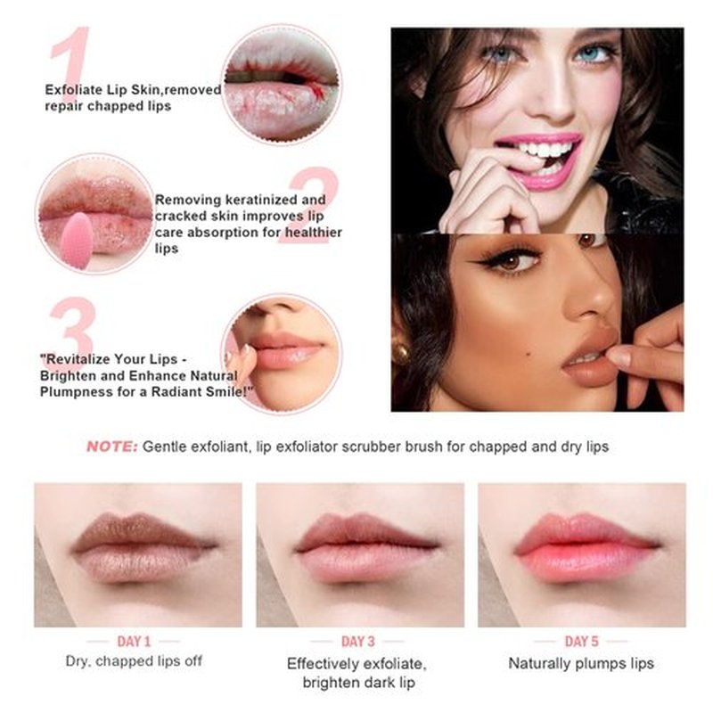Lip Brush Tool,Double-Sided Silicone Exfoliating Lip Brush (4 Colors)