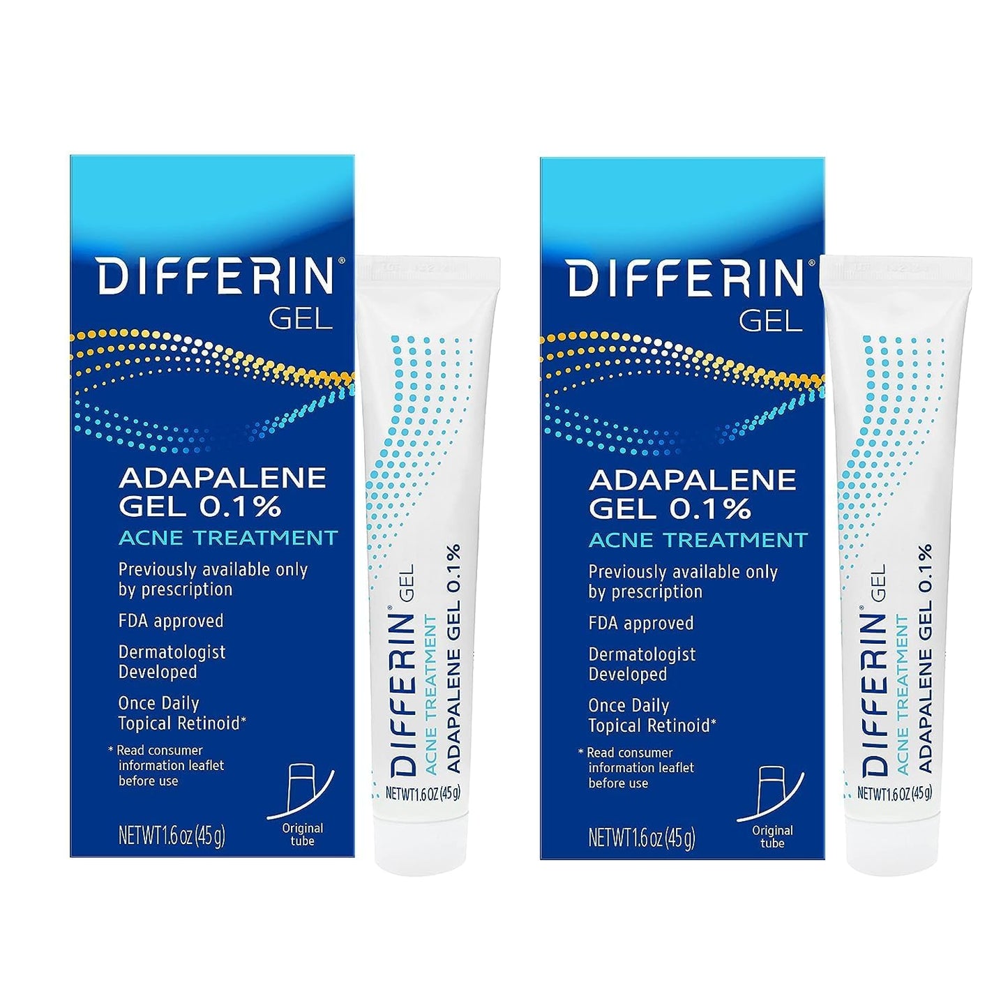 Differin Acne Treatment Gel & Power Patch Set - 36 Acne Patches (18 Large, 18 Small) with 0.1% Adapalene - Perfect Mother's Day Gift