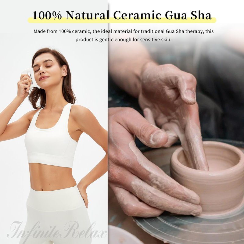 Advanced Ceramic Gua Sha Tool, Body gua sha tool for Women Men, Korean 괄사 Guasha Massage Tool for Fascia Massage and Cellulite;Lymphatic Drainage Tool, Face Sculpting Tool & Acupressure tool