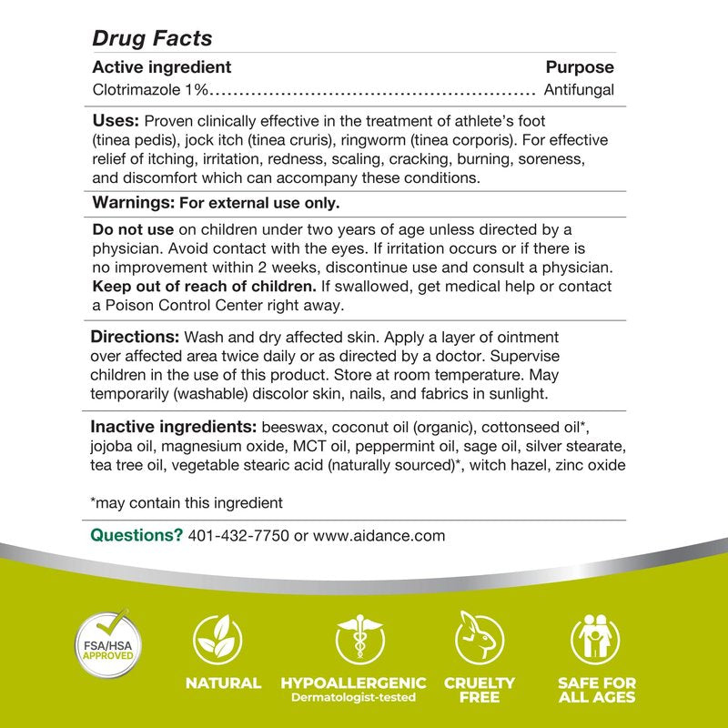 terrasil Clotrimazole Antifungal Cream, Relief for Fungal Yeast Infection, Athletes Foot Treatment, Jock Itch Ringworm, Men & Women, Natural Ingredients, Anti Fungal Cream for Skin and Feet (.5oz)