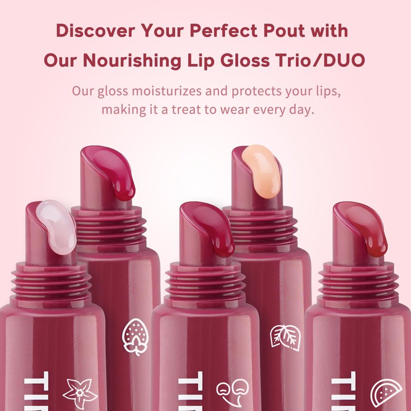 Color Nymph Tinted Lip Gloss Duo, Nourishing Lip Balm Set with Shea Butter & Vitamin E, Non-Sticky Intense Hydrating Lipgloss for Dry Lips, Sheer Tint | Vegan & Cruelty-free, #02 Watermelon & Mint