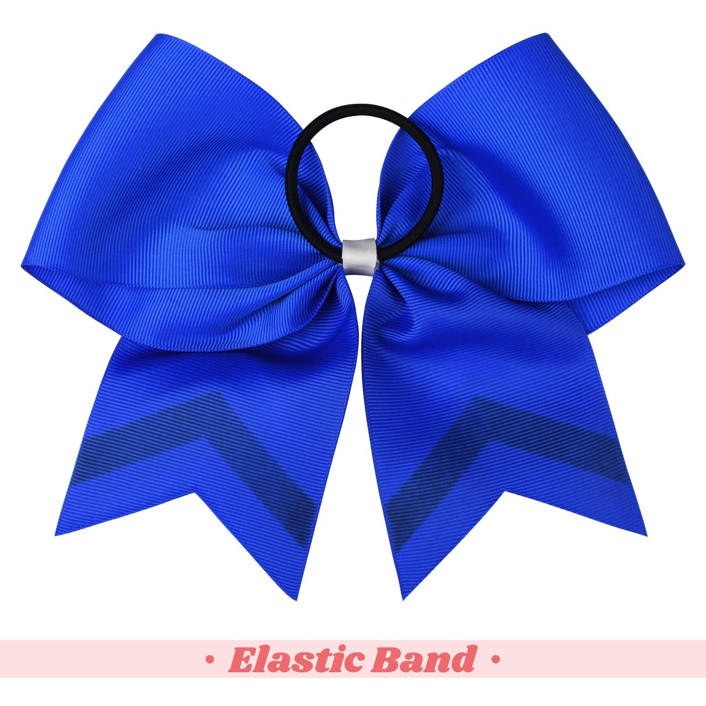 DEEKA 8PCS Large Glitter Cheer Bows Shiny 7" Cheer Hair Bows Ponytail Holder Handmade for Cheerleader Girls Softball Sports -Royal Blue/WTBK