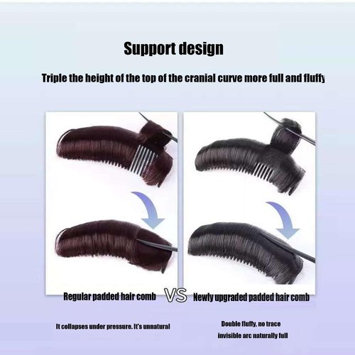 Invisible Fluffy Hair Pad, 3 6 PCS 5in Invisible Hair Clips, Hair Bump Clip for Volume for Women Girls, Fluffy Hair Pad Styling Insert Tool, Heighten Hair (Reddish brown, 3pcs)