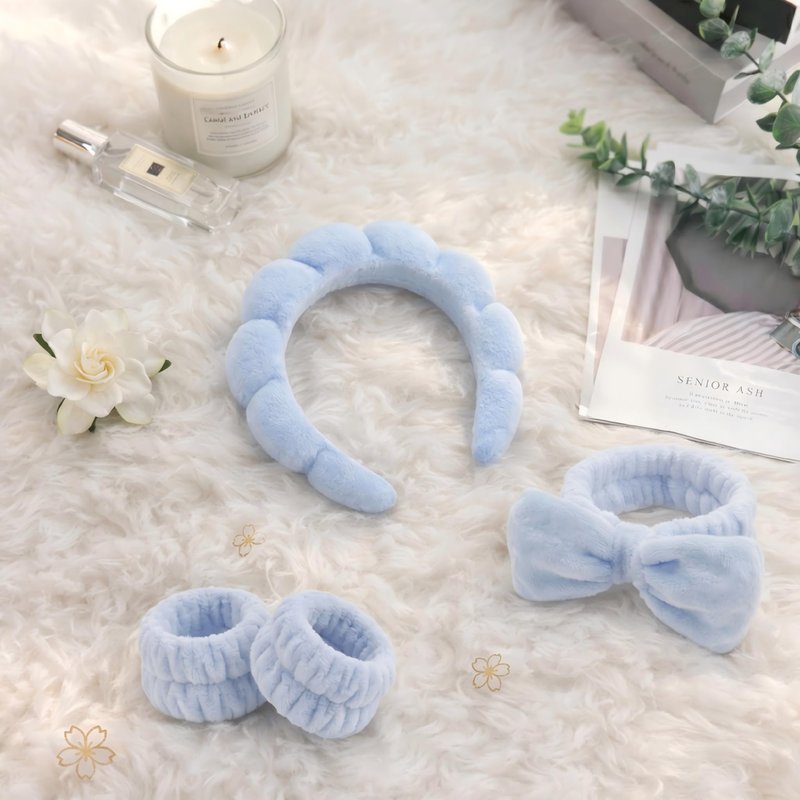 ATROCH Headband for Washing Face and Wristband Set, Blue