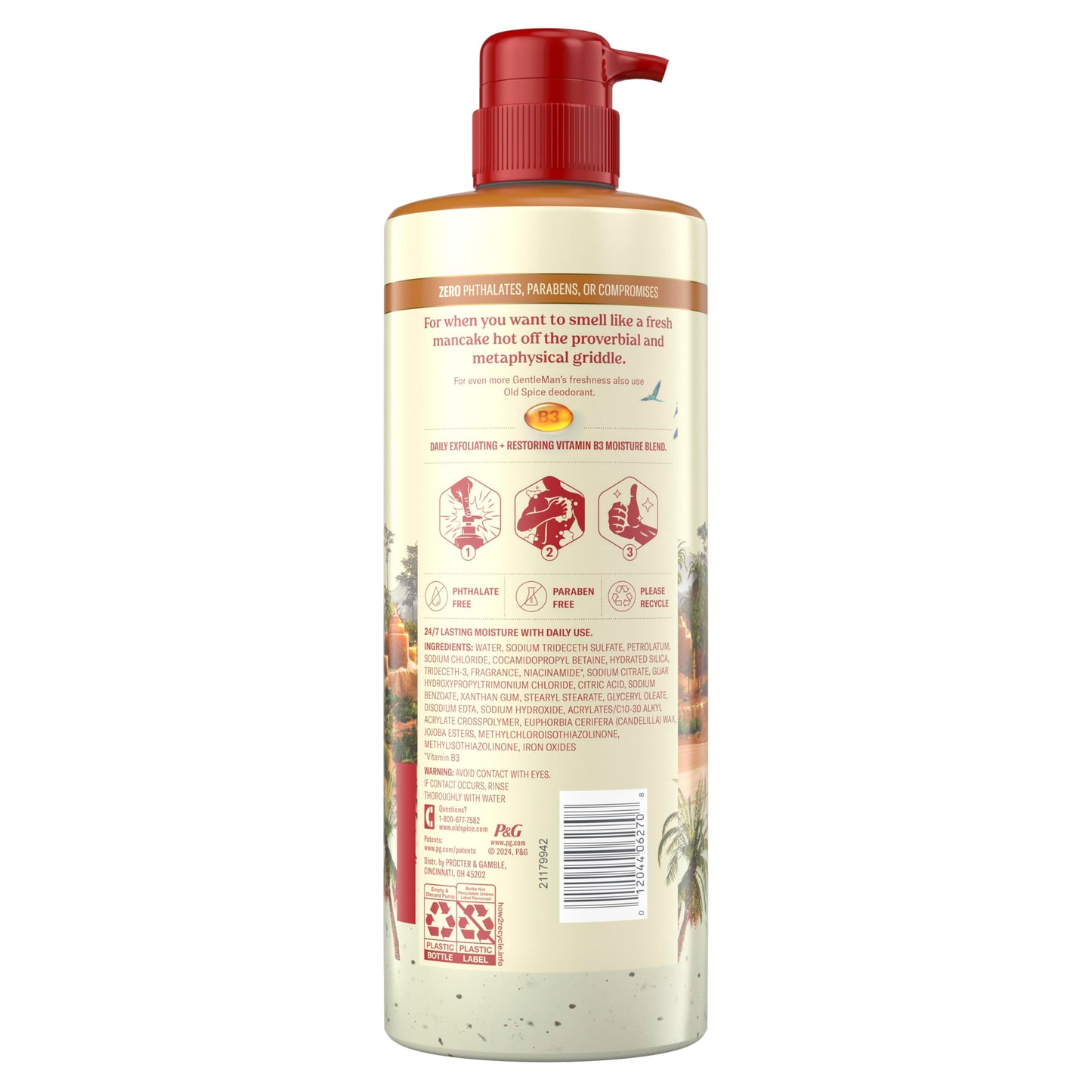 Old Spice GentleMan's Exfoliating & Moisturizing Body Wash for Men, 24/7 Shower Fresh with Long Lasting Scent, Renewing Vitamin B3 Blend, Brown Sugar + Cocoa Butter Scent, 26 oz