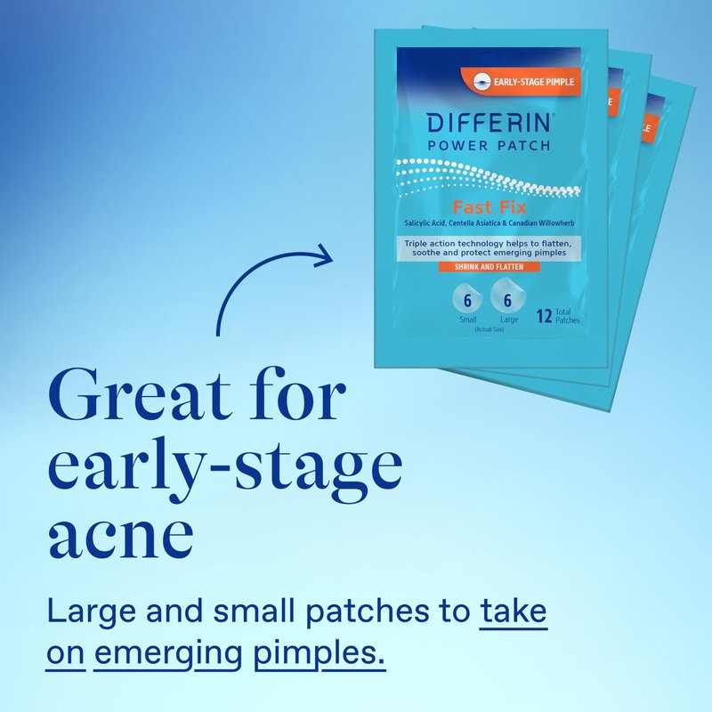 Differin Acne Patches, Pimple Patches for Acne Prone Skin, Formulated with Salicylic Acid and Centella, Fast Triple Action Power Patch for Day & Night, Dermatologist Tested, 36 Count