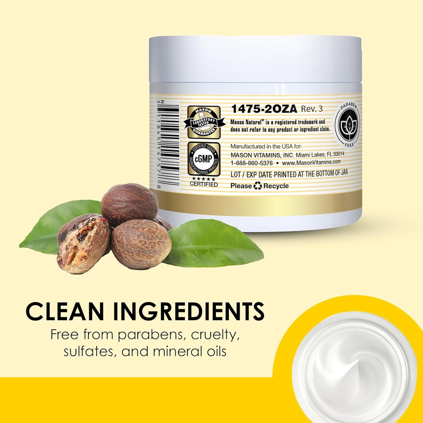 MASON NATURAL Collagen Premium Skin Cream - Anti Aging Face and Body Moisturizer, Intense Skin Hydration and Firmness, Pear Scent, Paraben Free, 2 OZ (4-Pack)