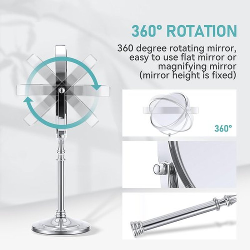 MIYADIVA Magnifying Mirror 20x, Double Sided 1X & 20X Magnifying Mirror on Stand, Large Tabletop Magnified Vanity Mirror, Magnified Mirror with 360°Rotation for Bathroom or Bedroom,8 Inches
