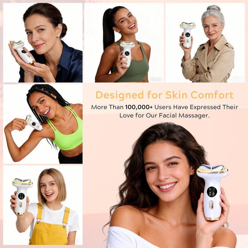 Cold Heat Facial Massager for Face & Neck, Wireless Face Massager Tool with Gua Sha, Face Sculpting Tool to Reduce Puffiness, Tighten Jowls, Lift & Glow, Gentle Daily Skincare Device
