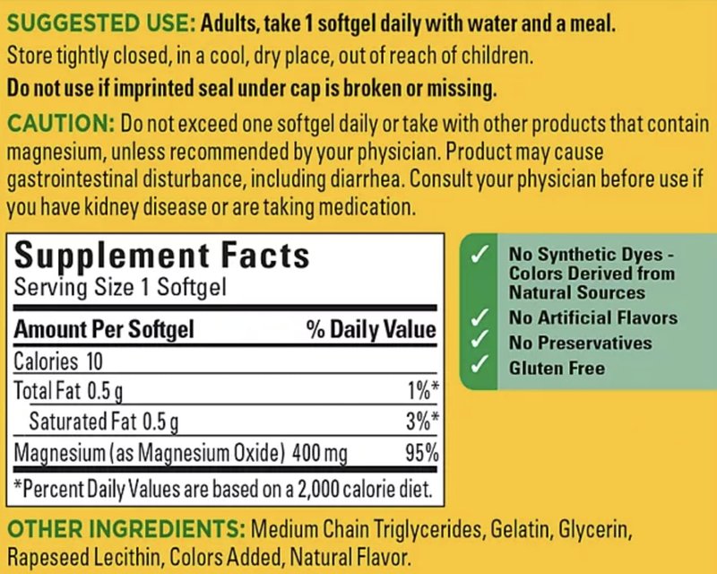 Nature Made High Potency Magnesium 400 mg - 150 Liquid Softgels,(Pack of 2)