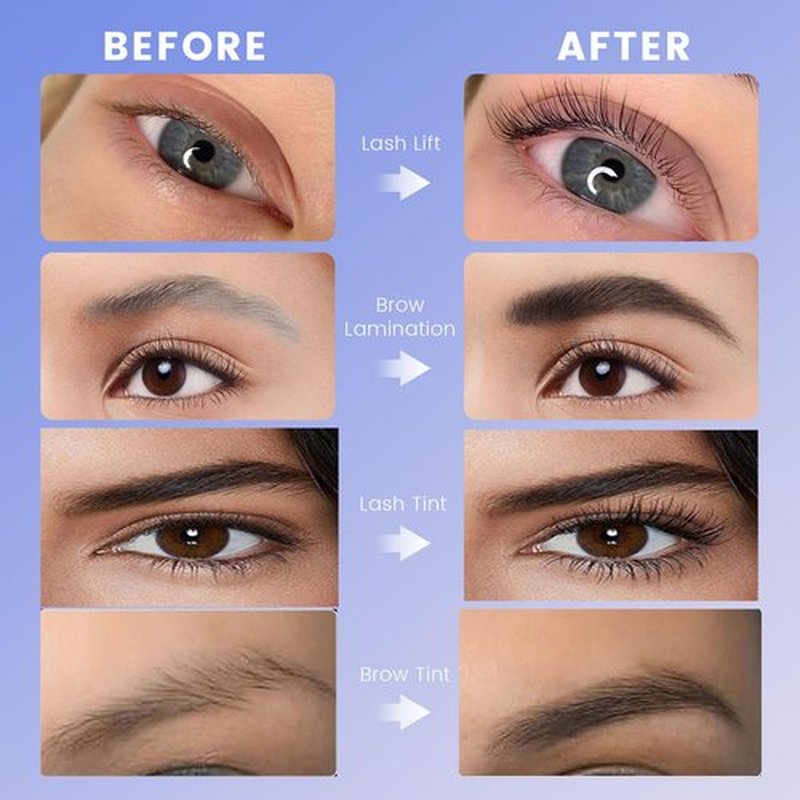 Lash Lift Kit Brow Lamination Kit - 2024 Upgraded 4 in1 DIY Professional Eyelash & Eyebrow Perm Suit with Long-Lasting Black Color for 6-8 Weeks for Salon Home Use