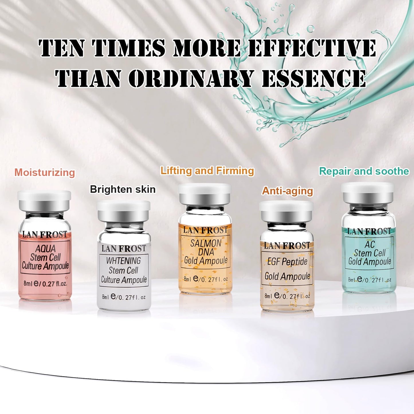 Facial Glow Starter Kit Serum Hyaluronic Acid Essence Skin Care Set 0.27oz 12 Vials, Skin Care Serum for Face Radiance Facial Glow Kit