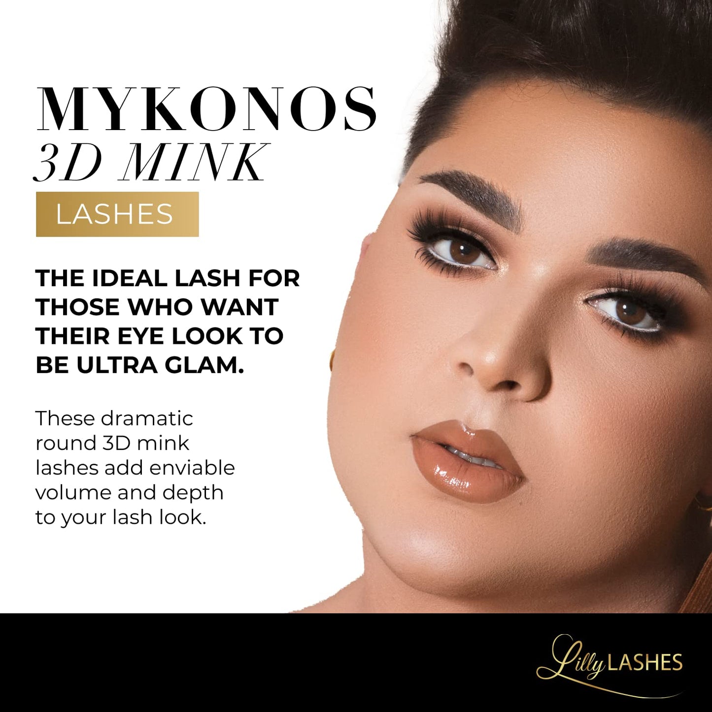 Lilly Lashes Mykonos 3D Mink Lashes, The Original Lilly Lash for Wispy & Natural Look, Reusable Eyelashes up to 25x, Fluffy Eyelashes, Strip Lashes, Lash Glue not Included