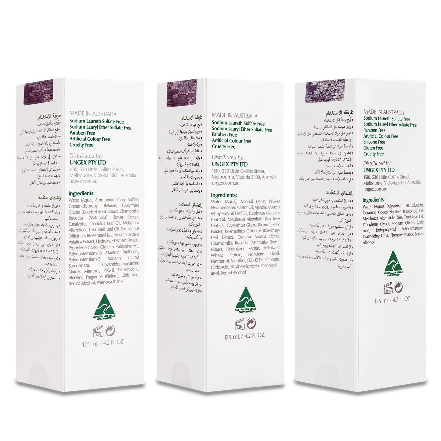 Ungex Essential Kit A1 | 4in1 Skin and Scalp Care Set | Cleansers, Hair Tonic and Skin Mist | Made in Australia | EKA1