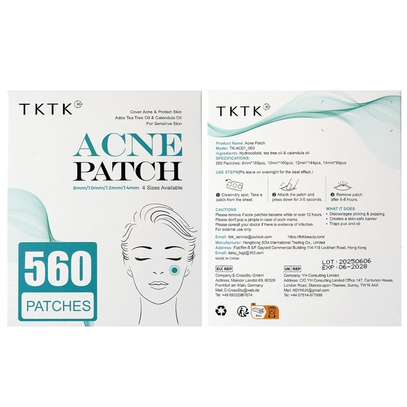 Acne Patches - Hydrocolloid Pimple Patch with Tea Tree & Calendula Oil | 560 Invisible Zit Patches in 4 Sizes