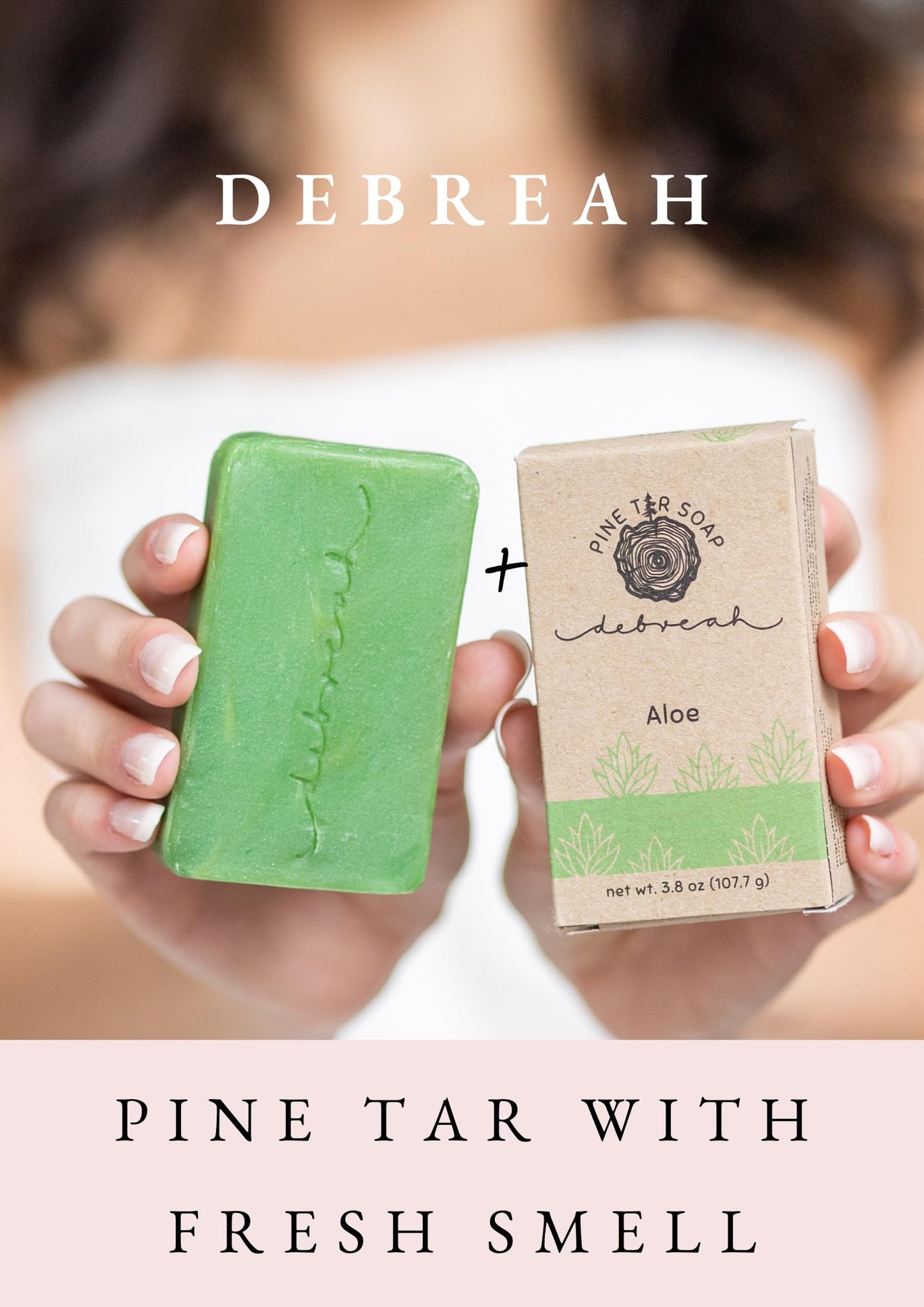 Debreah Aloe Bar Soap, Benefits of Pine Tar with a Fresh Smell, for Men and Women, Handmade, Vegan, Hot Process, Face And Body Soap