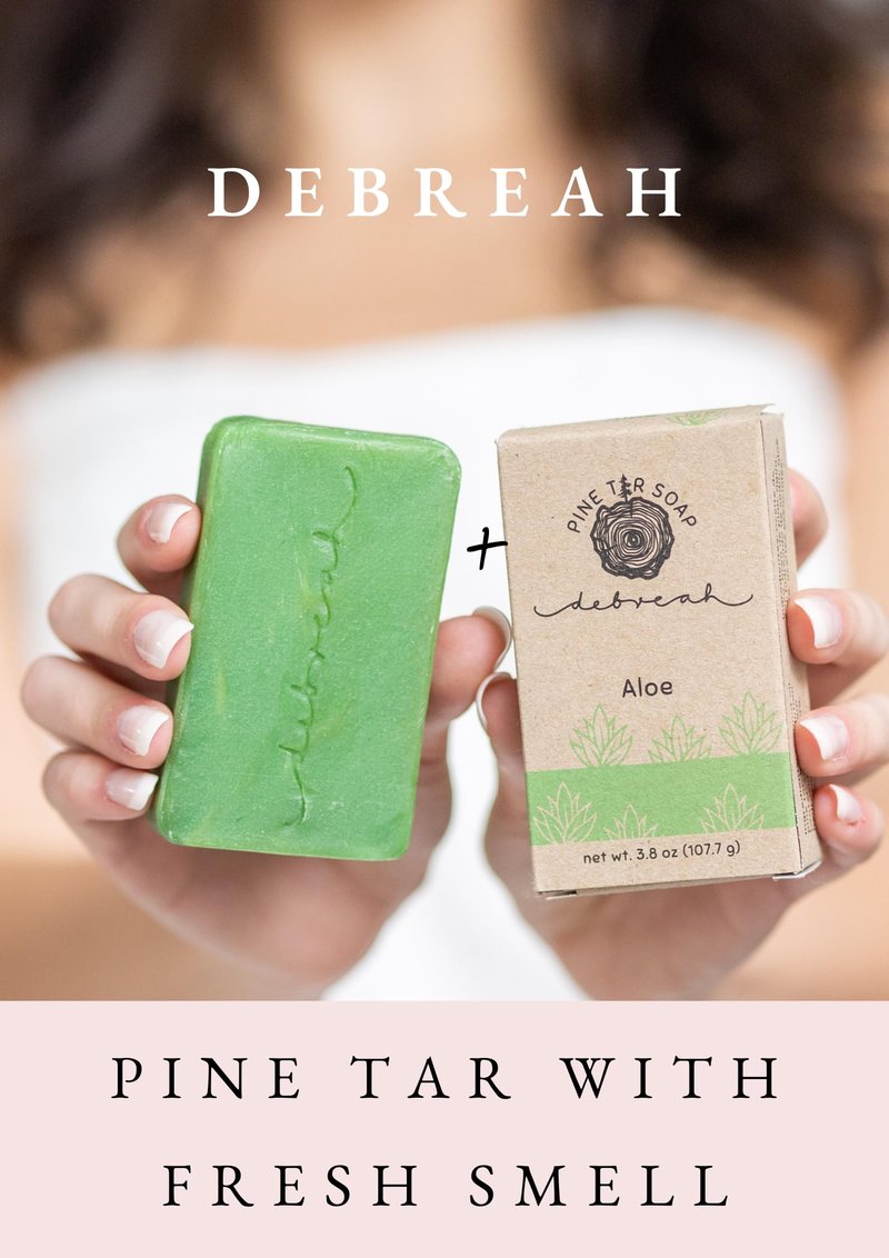 Debreah Aloe Bar Soap, Benefits of Pine Tar with a Fresh Smell, for Men and Women, Handmade, Vegan, Hot Process, Face And Body Soap