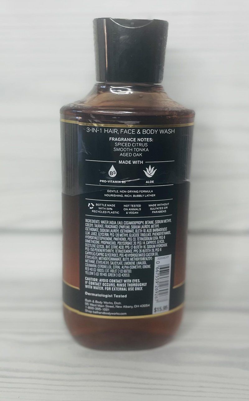 Bath & Body Works Men's Single Barrel Bourbon 3-in-1 Hair, Face & Body Wash 10 Ounce