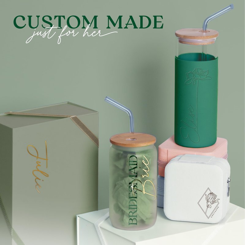 Personalized Will You be My Bridesmaid Gift Box - Will You Be My Maid of Honor Proposal Box, Matron of Honor Proposal or Custom Jr Bridesmaid Gift Set | Sage Green, Engraved Tumbler with Name (BE1)