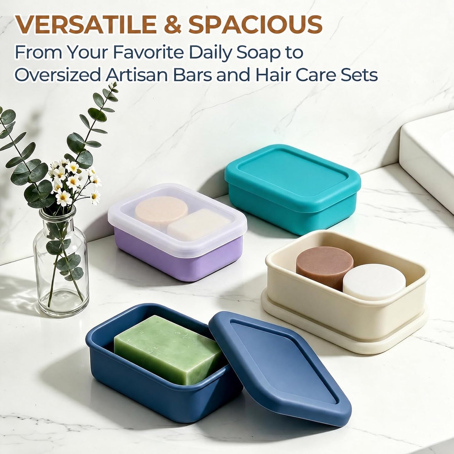 AIMAIAIMAI Silicone Shampoo Bar Travel Case with Drain Pad – Leak Proof Bar Soap Travel Case for 2 Bars, Shampoo & Conditioner Bar Holder for Camping, Gym | 1 Pack, Green