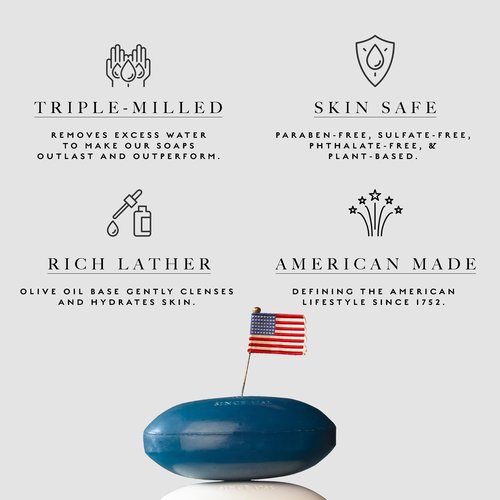 Caswell-Massey Castile Bar Soap, Mens Body Wash, Hand Soap, and Face Wash, Moisturizing Natural Body Soap for Bath or Shower, Newport, Oaire, & Greenbriar, 3 (5.8 oz bar) Gift Set