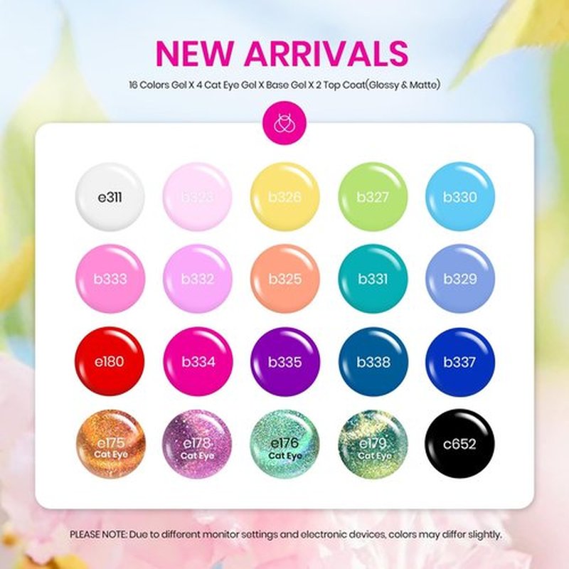 Beetles Gel Nail Polish, 20 Colors Cat Eye Gel Polish Bright Pink Blue White Black Green Purple Pastel Gel Polish Set with 3Pcs Base Top Coat Gel Holiday Nail Gift for Girls Women