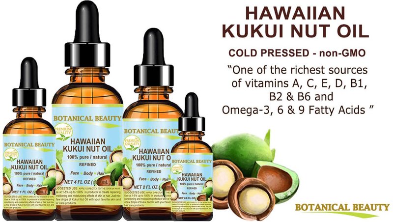 Botanical Beauty KUKUI NUT OIL 100% Pure Natural Virgin Unrefined Cold-Pressed Carrier Oil 0.5 Fl Oz 15 ml for Face, Skin, Body, Hair, Lip, Nails. Rich in Vitamin E