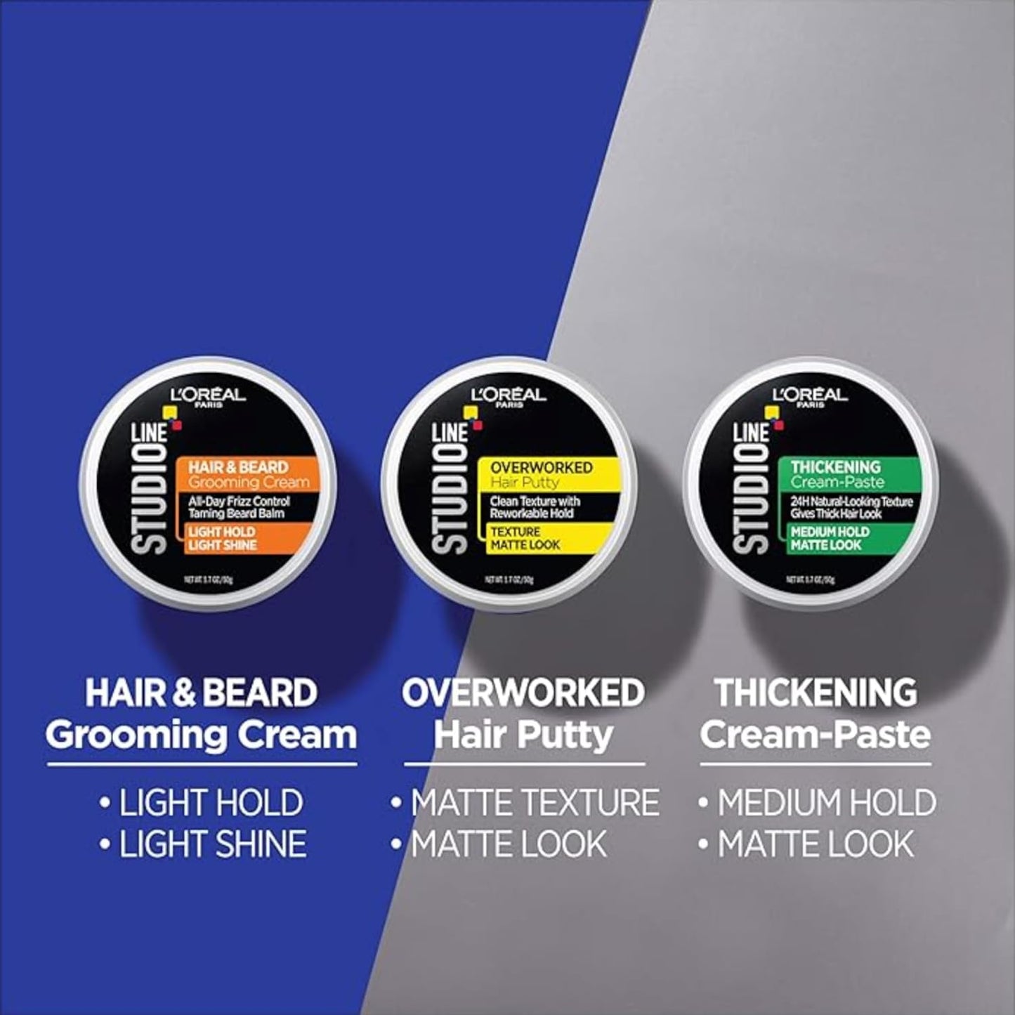 L'Oreal Paris Studio Line Overworked Hair Putty, 1.7 Ounce (Pack of 4)
