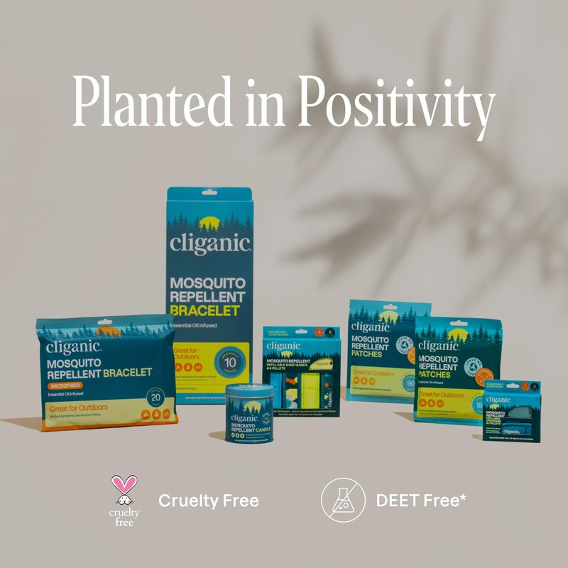 Cliganic Mosquito Repellent Pack (2 Clips + 4 Refill Pellets) - Natural DEET-Free, Essential Oil Infused