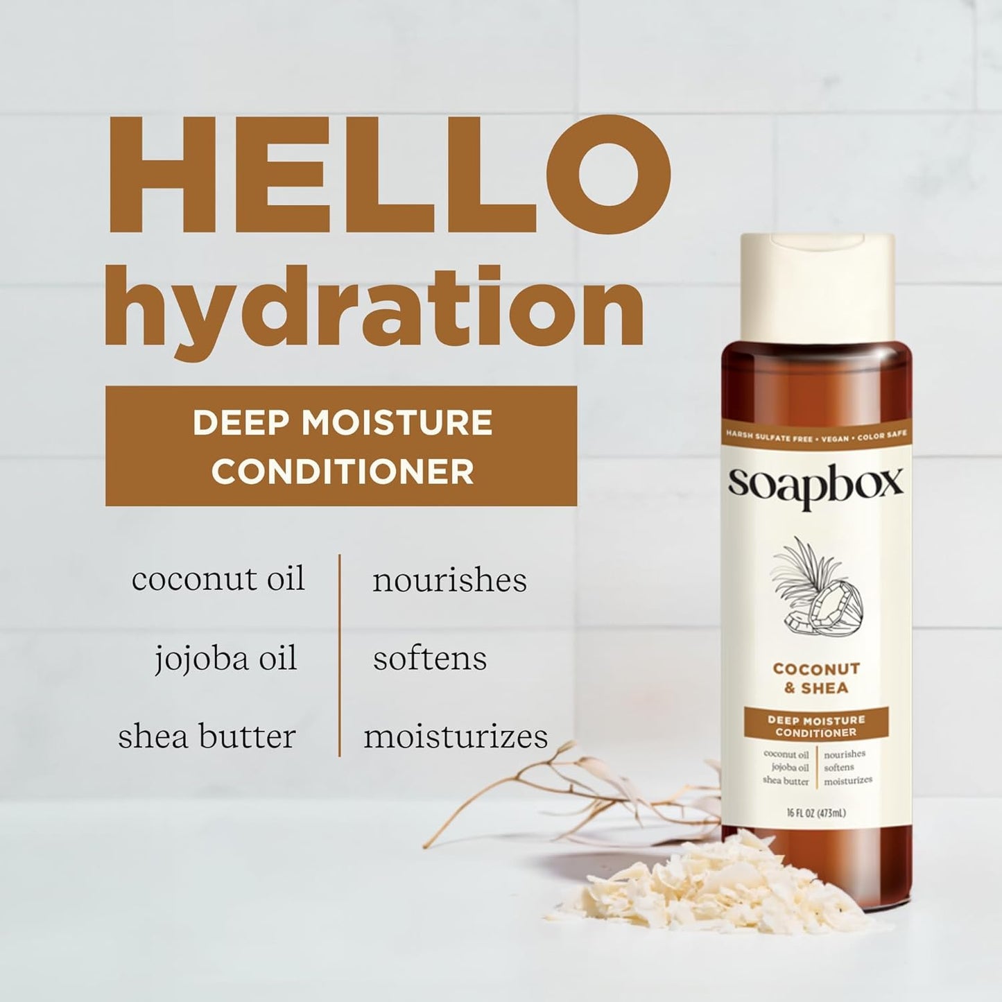 Soapbox Argan Oil with Shea Butter Conditioner, Volumizing, Vegan, Color Safe, Sulfate & Silicone Free Hair Conditioner, 16oz, Pack of 3