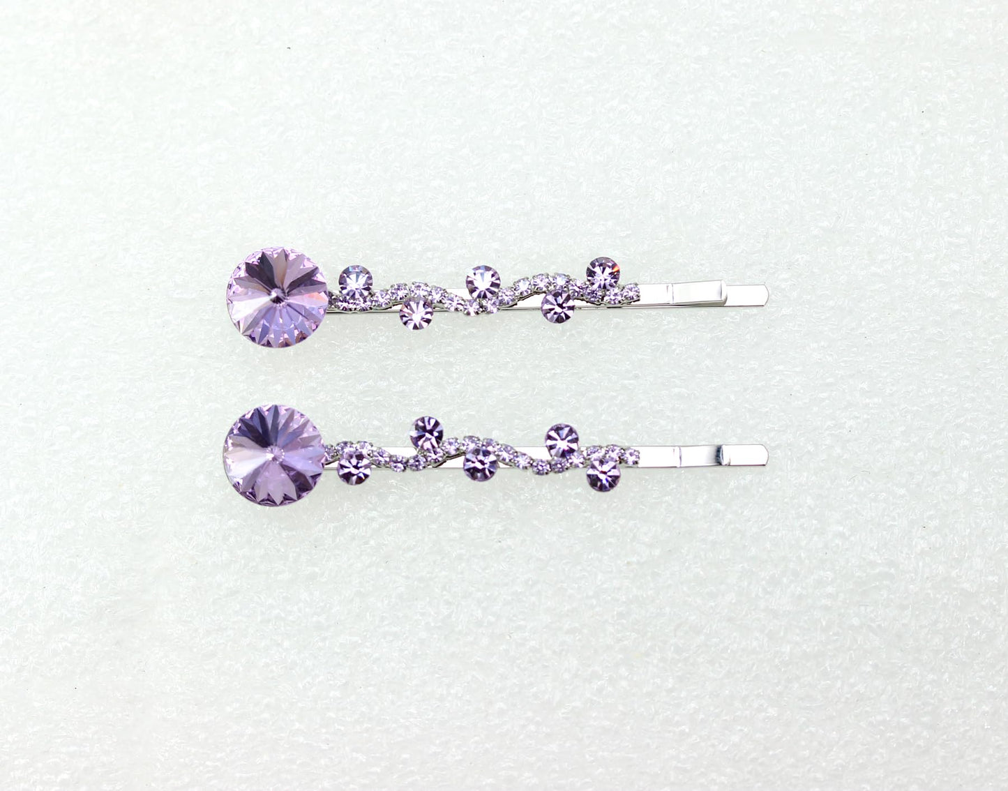 Faship A Pair Of Violet Purple Premium Rhinestone Crystal Floral Hair Clips 2 Pcs Pins - Violet