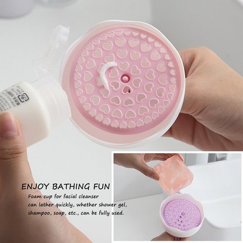 LZbeove Plastic Facial Cleanser Foamer Cup Portable Face Cleanser Foam Maker Cup Travel Skin Care Foam Maker Facial Skin Cleansing Care for Quickly get a rich cleanser lather (Pink)