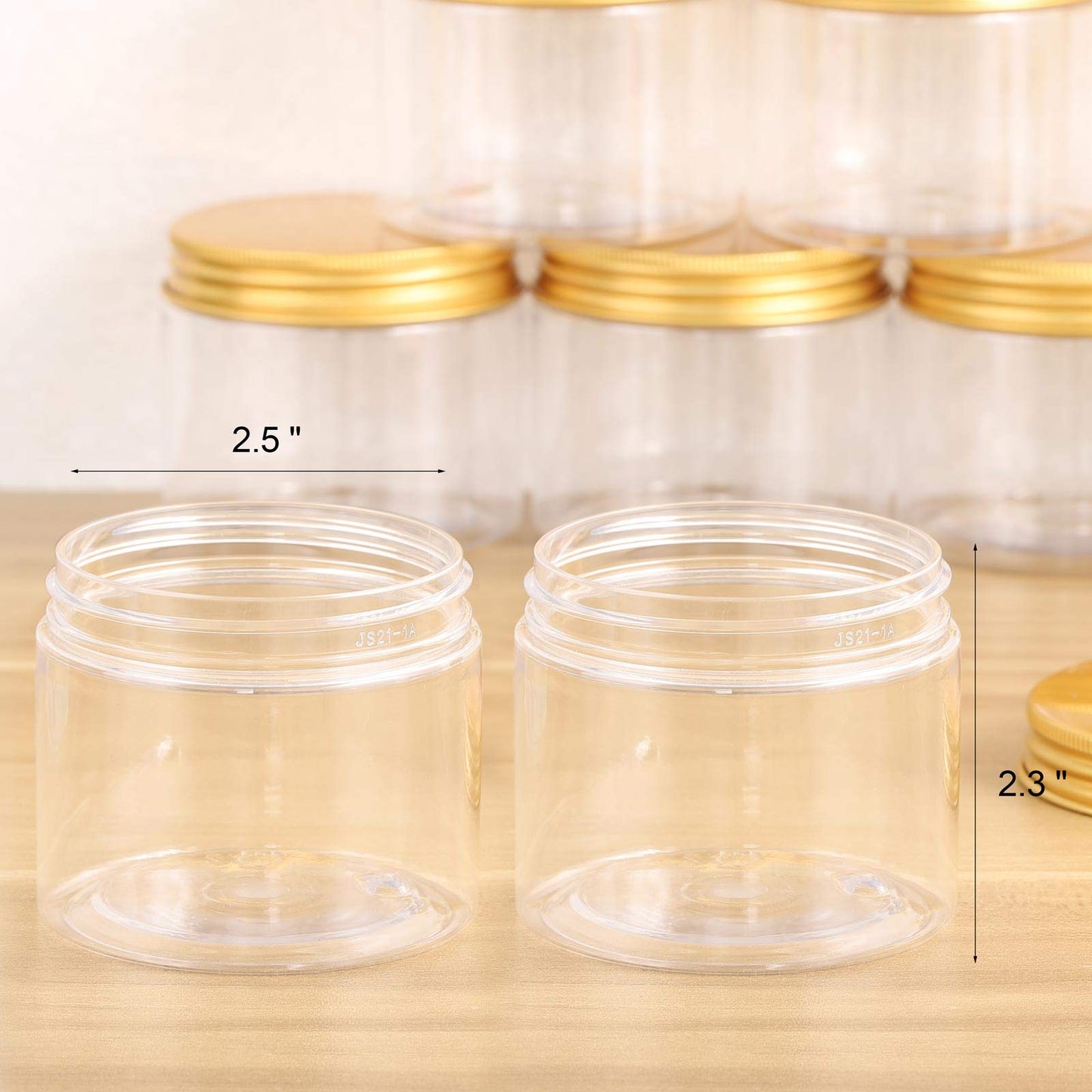 12pcs 150ml Cosmetic Containers Empty Refillable Clear Plastic Jars with Gold Lid, Storage Cream,Lotion,Powder,Liquid-Business Packing Jar