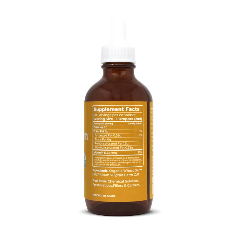 Lekithos Organic Wheat Germ Oil | 4 FL OZ (120 ML) | CO2 Extract | Premium Omega 3-6-9 Complex + 2.5mg Vitamin E | Supports Dry Skin & Cellular Health | Dropper in Glass Bottle | Made In Spain