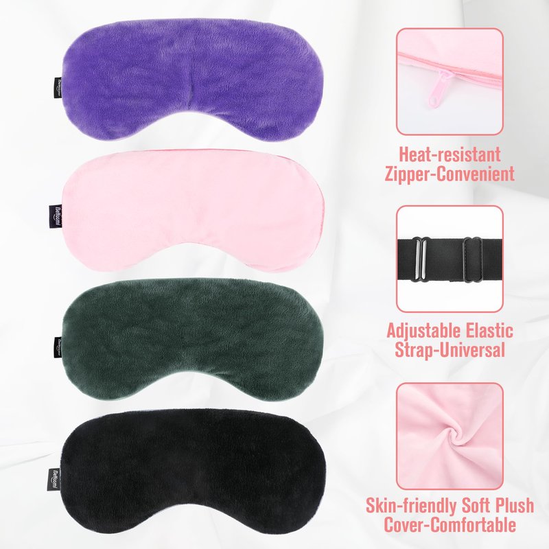 BeHoomi Heated Eye Mask, Weighted Sleep Mask Warm Compress for Eyes, Cooling Eye Mask for Sleeping, Reusable Eye Masks for Home, Office, Hot and Cold for Eye Relaxation, Gifts for Women (Pink)