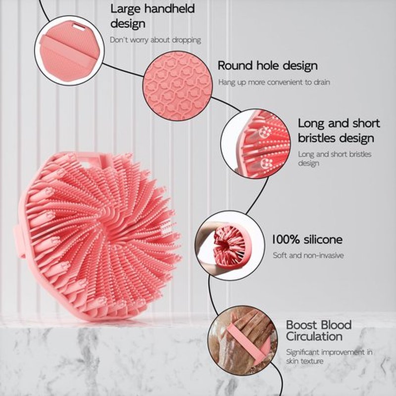 2 PCS Silicone Body Scrubber, Exfoliating Body Wash Scrubbers Exfoliator, Shower Body Brush for Effective Showering Exfoliation and Gentle Massage (Black+Pink)