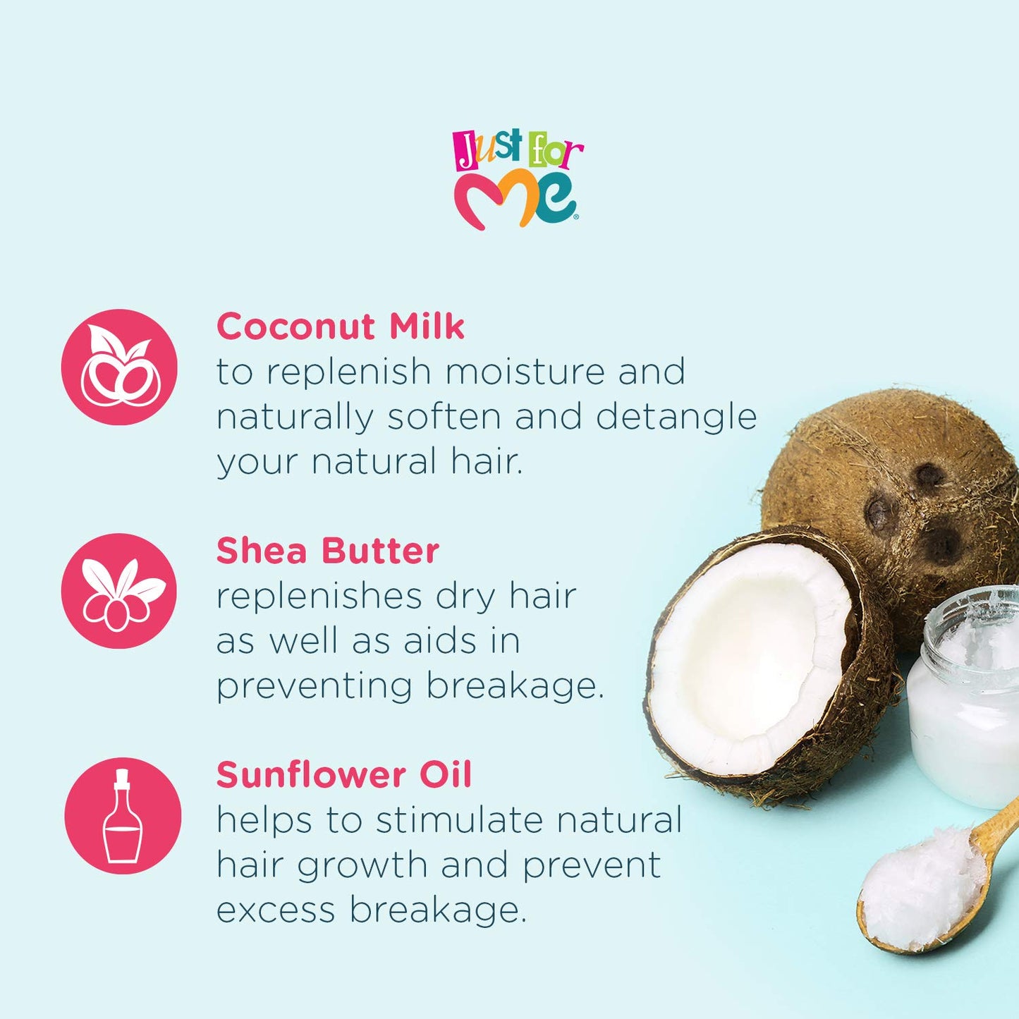 Just For Me Natural Hair Milk Conditioner – Nourishing Silkening Formula with Coconut Milk & Shea Butter, 3 Pack (13.5 oz)