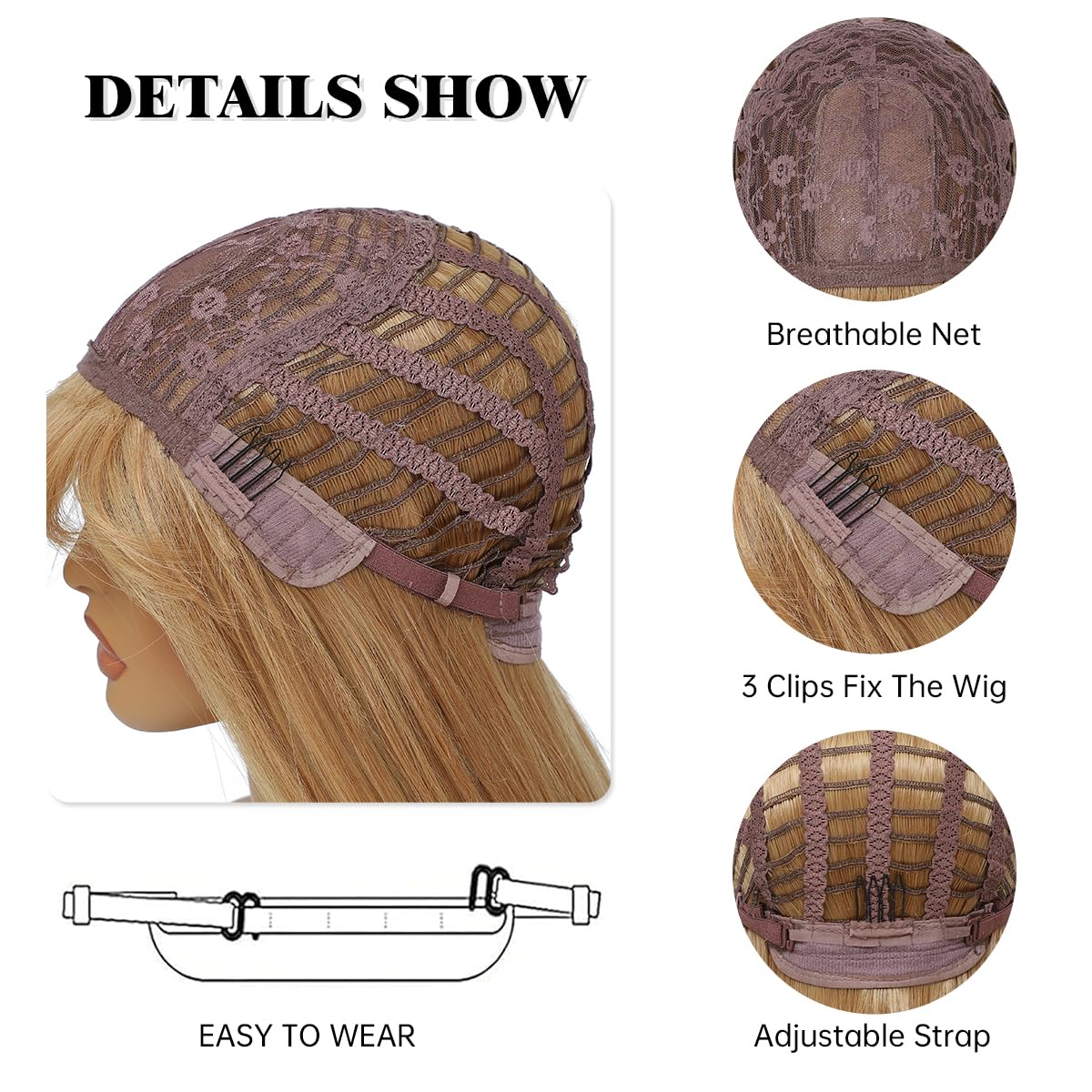 YKHJH Pink Synthetic Wig with Bangs Natural Pink Mixed Super Long Straight Hair 40 Inch Heat Resistant Synthetic Wigs for Fashion Women (Pink)