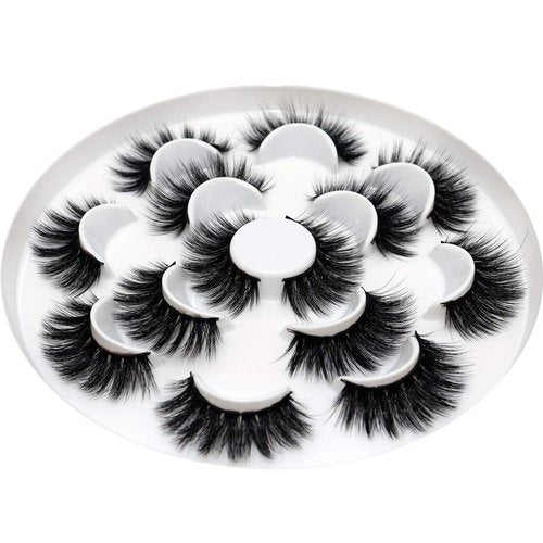 Veleasha Lashes 5D Faux Mink Lashes Fluffy False Eyelashes Volume Eye Lashes Wispy Fake Lashes Eyelashes Dramatic Look 7 Pairs Luxurious Handmade Fake Eyelashes Pack (5D01)