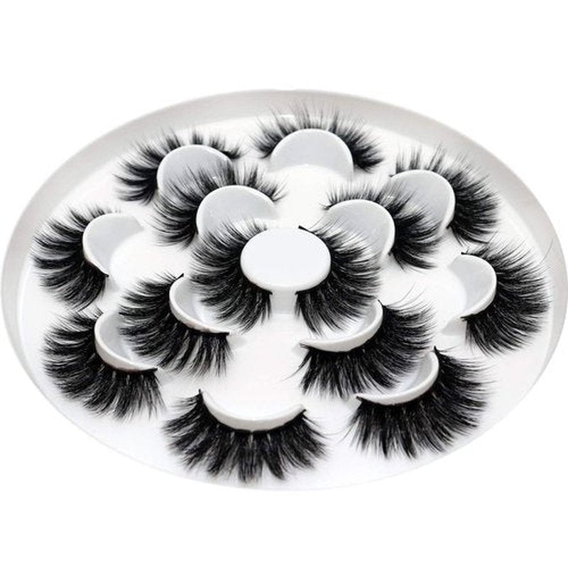 Veleasha Lashes 5D Faux Mink Lashes Fluffy False Eyelashes Volume Eye Lashes Wispy Fake Lashes Eyelashes Dramatic Look 7 Pairs Luxurious Handmade Fake Eyelashes Pack (5D01)