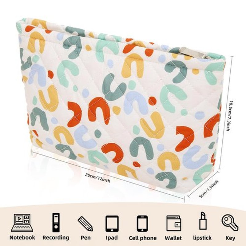 Wudimeitt Cosmetic bag Makeup bag Preppy Cute Corduroy Toiletry bag for women travel essentials (U-pattern)