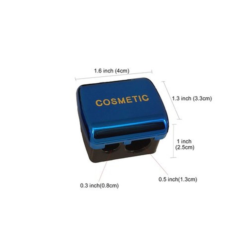 JOSALINAS Dual Makeup Sharpener (2 pack) for Cosmetic Eyebrow Eyeliner Pencil, Blue